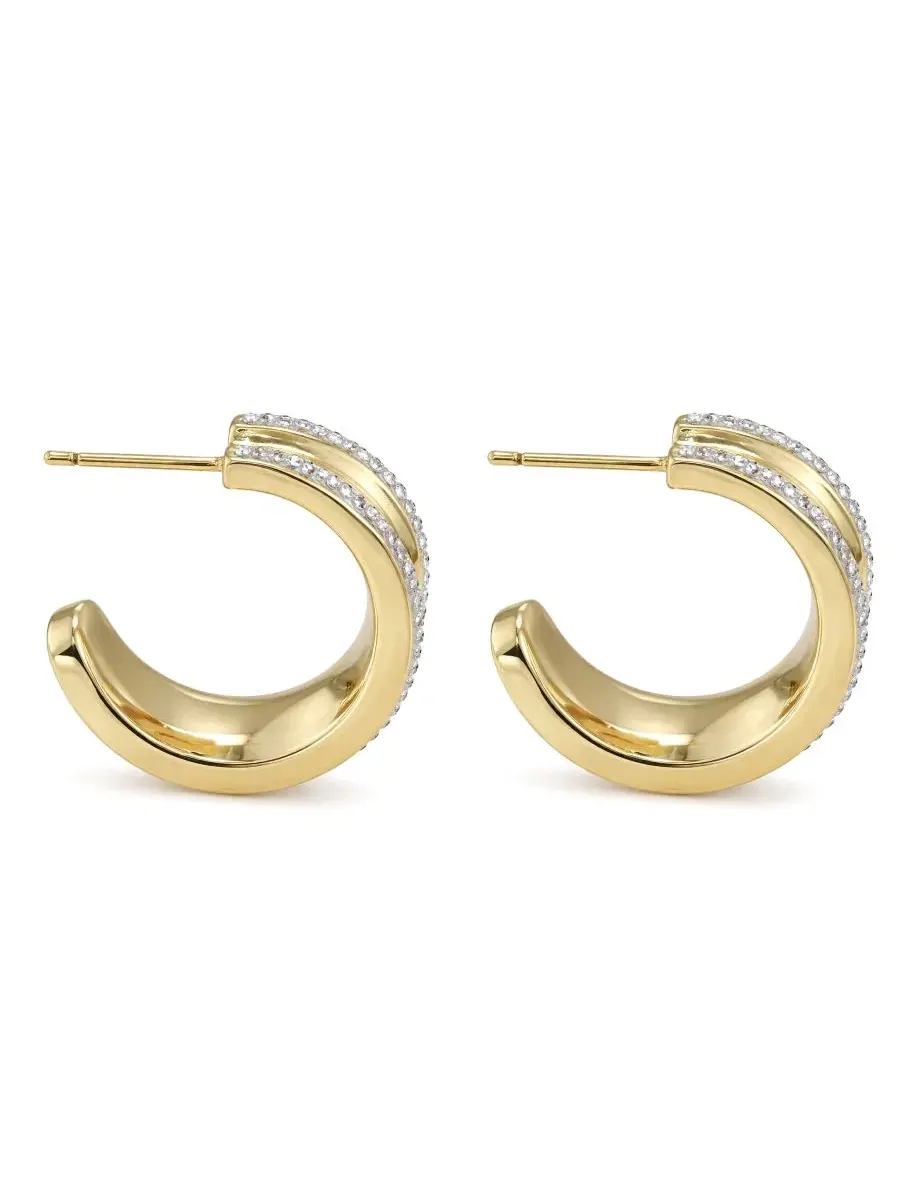Серьги-кольца с кристаллами Crystal Stones Hoop And Now This — изображение 4 из 5, оттенок золотистый