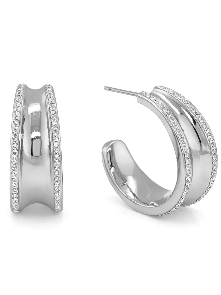 Серьги-кольца с кристаллами, модель Crystal Stones Hoop And Now This — изображение 1 из 4, оттенок нет цвета