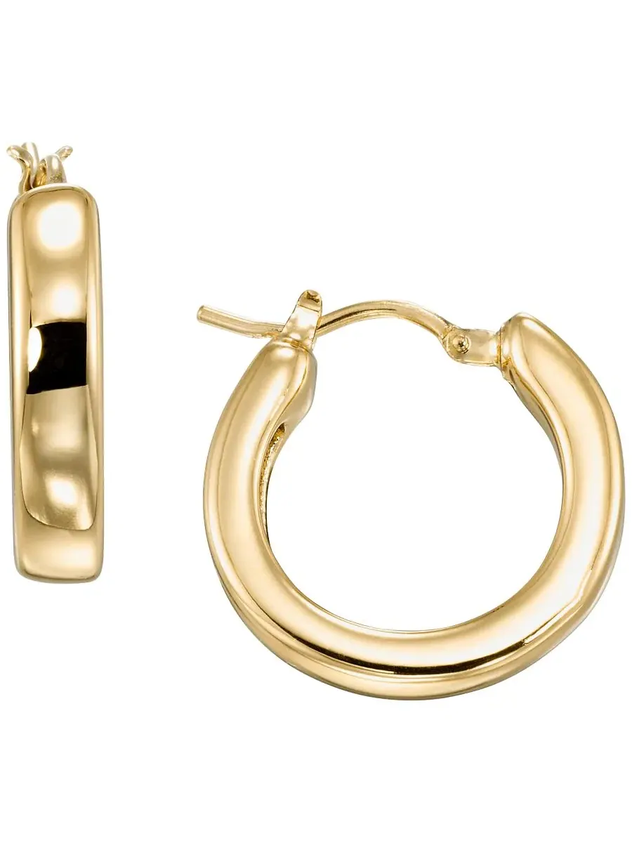 Серьги-кольца из полированного желтого золота 10 карат Italian Gold — изображение 1 из 3, оттенок желтый