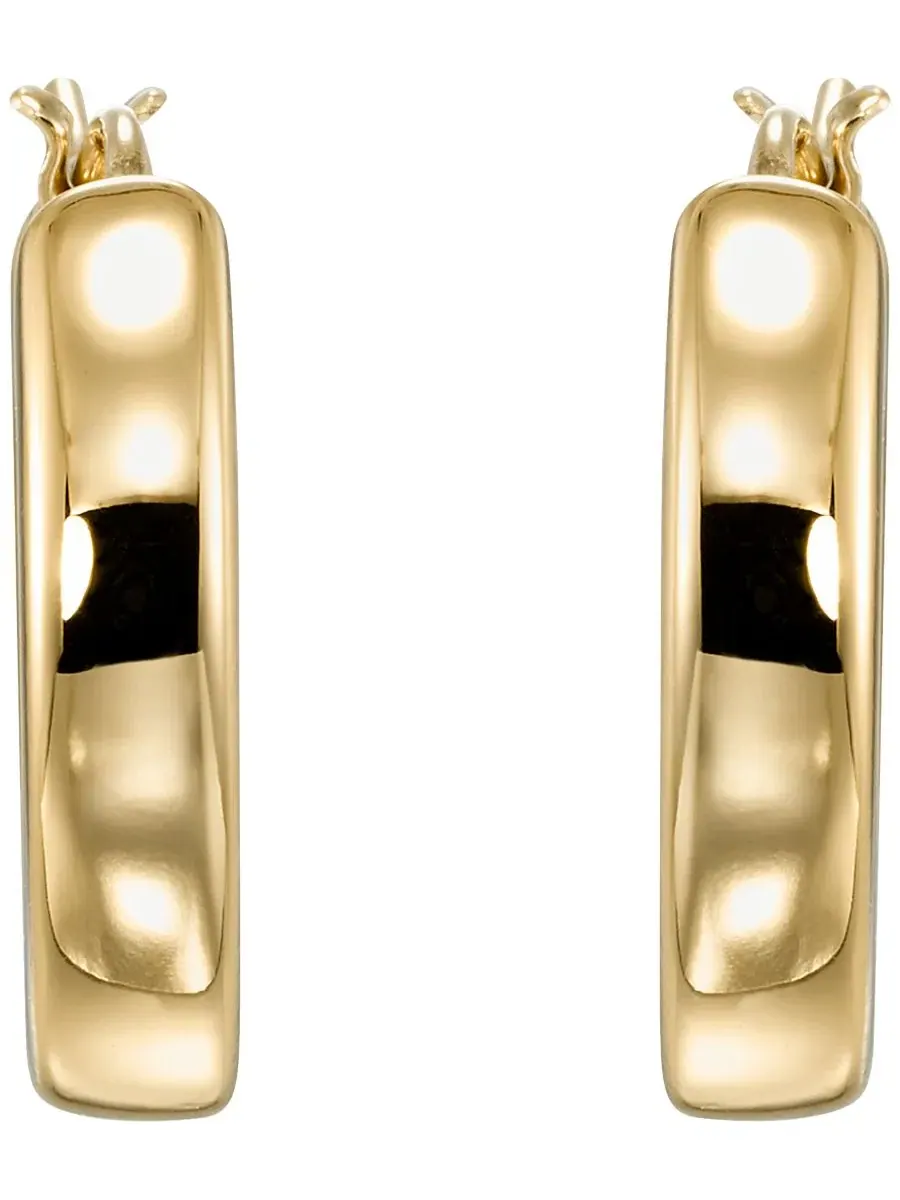 Серьги-кольца из полированного желтого золота 10 карат Italian Gold — изображение 2 из 3, оттенок желтый