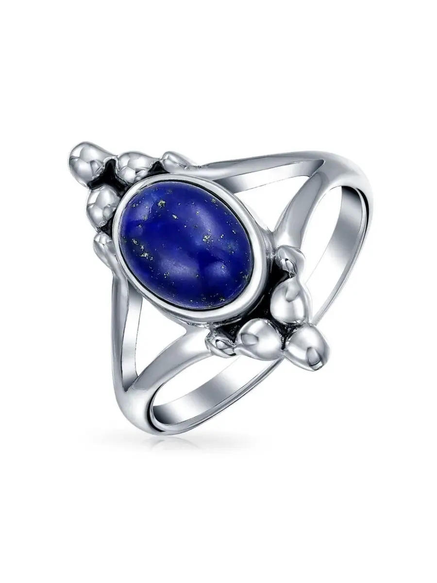Кольцо из стерлингового серебра с лазуритом и лунным камнем, модель Boho Bali Style Bling Jewelry — изображение 1 из 4
