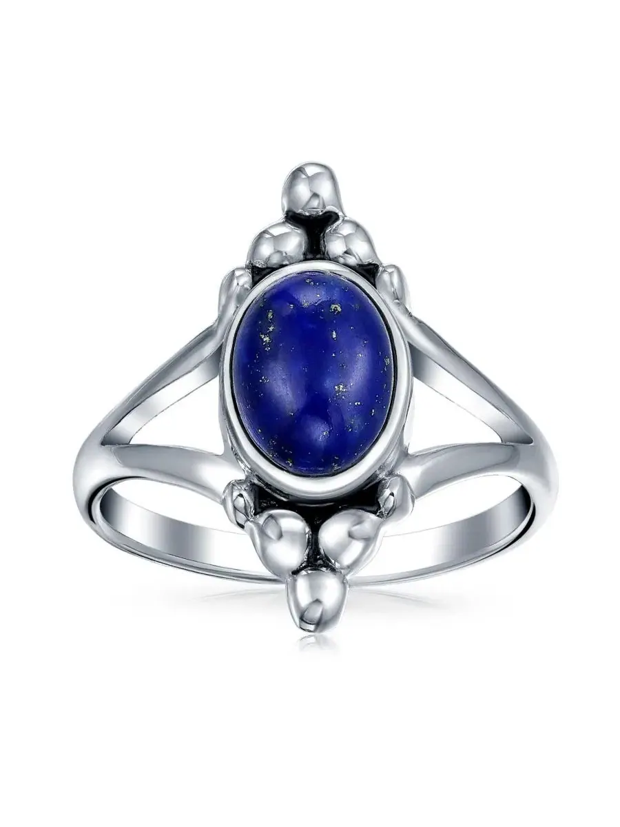 Кольцо из стерлингового серебра с лазуритом и лунным камнем, модель Boho Bali Style Bling Jewelry — изображение 2 из 4