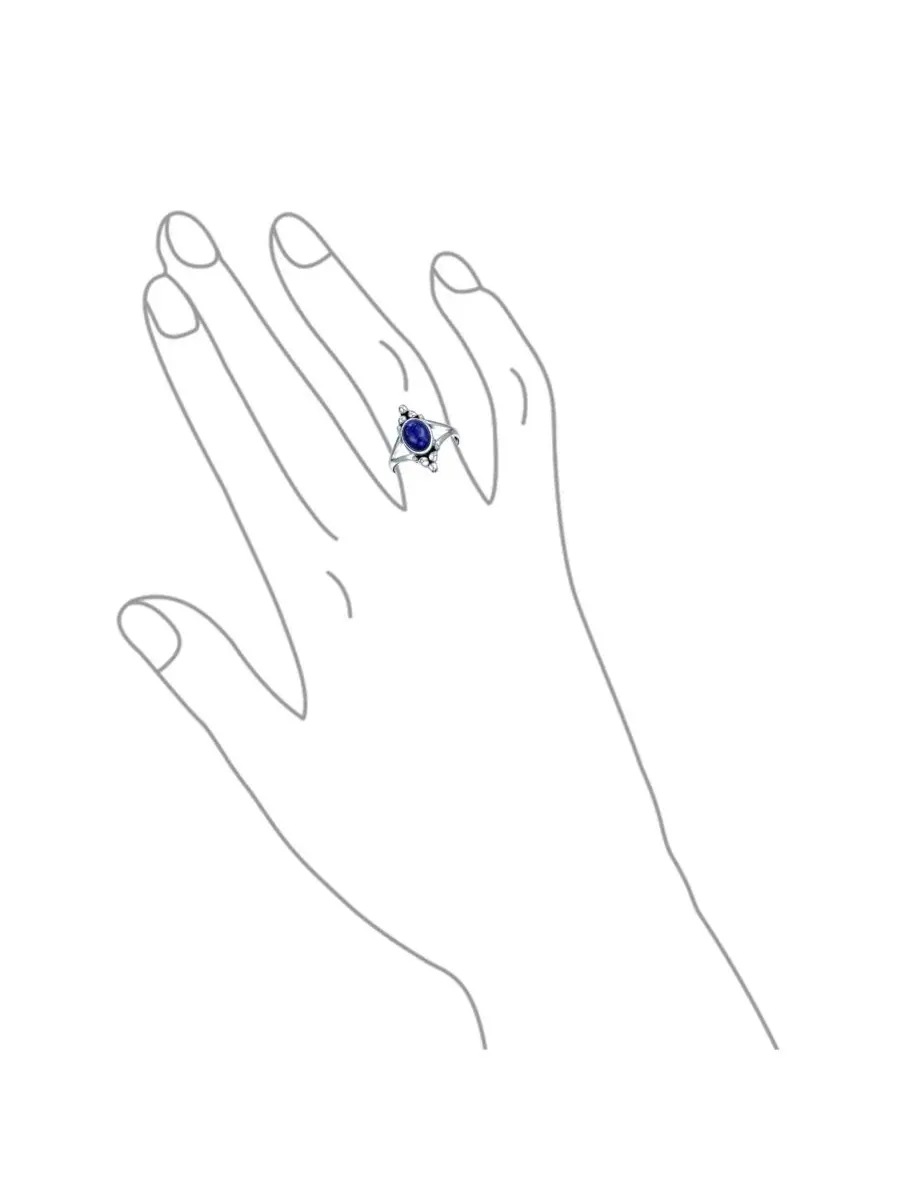Кольцо из стерлингового серебра с лазуритом и лунным камнем, модель Boho Bali Style Bling Jewelry — изображение 3 из 4