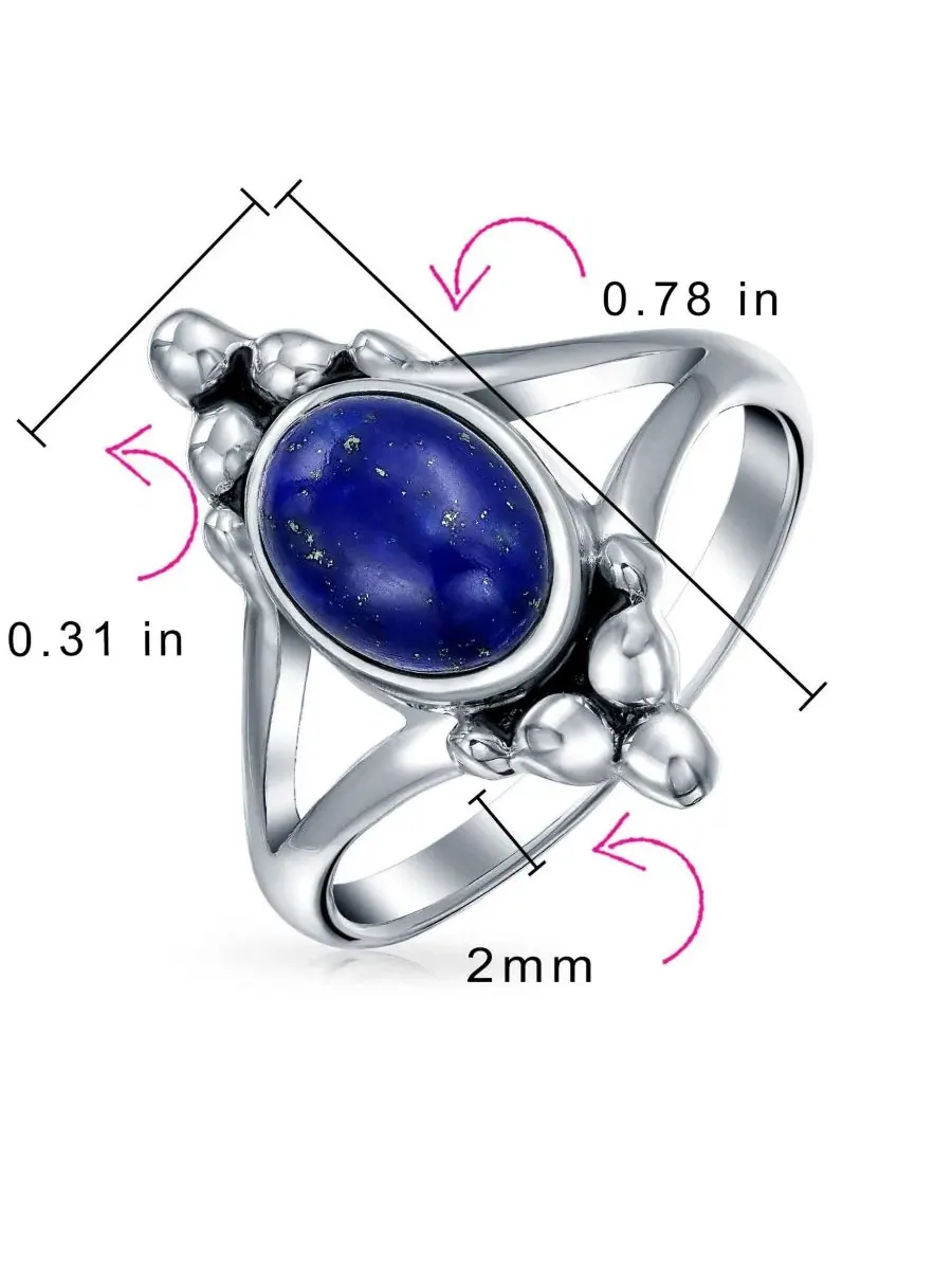 Кольцо из стерлингового серебра с лазуритом и лунным камнем, модель Boho Bali Style Bling Jewelry — изображение 4 из 4