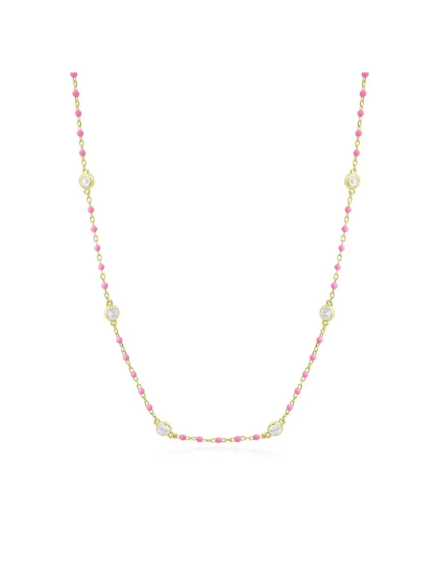 Колье с эмалевыми бусинами и кубическим цирконием, модель Enamel Bead CZ Chain Necklace The Lovery — изображение 1 из 3