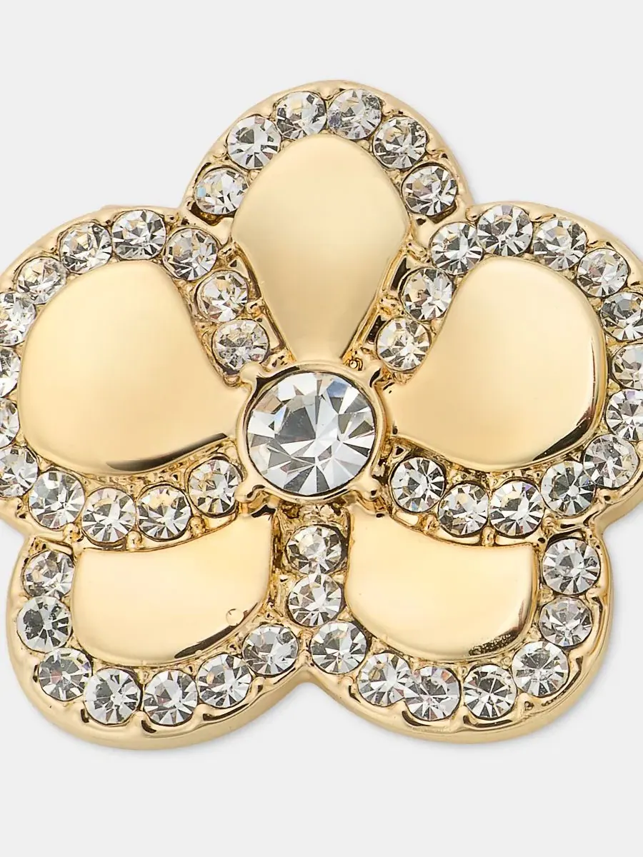 Серьги-гвоздики с орхидеей из страз Gold-Tone Pavé Orchid KARL LAGERFELD PARIS — изображение 3 из 4, оттенок белый