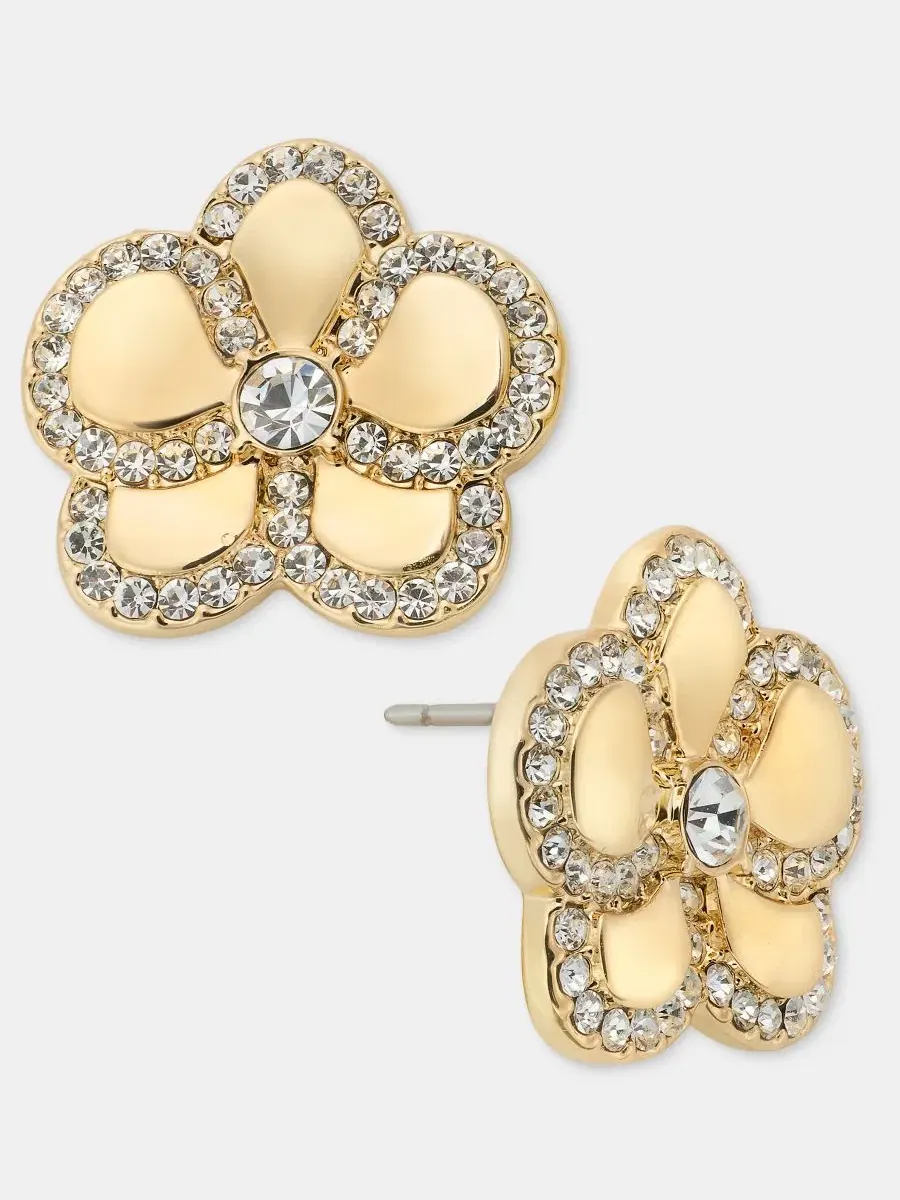 Серьги-гвоздики с орхидеей из страз Gold-Tone Pavé Orchid KARL LAGERFELD PARIS — изображение 4 из 4, оттенок белый
