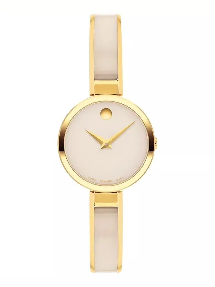 Женские часы Moda Swiss Quartz Taupe Ceramic с золотисто-желтым PVD-покрытием, 24 мм Movado — изображение 1 из 3