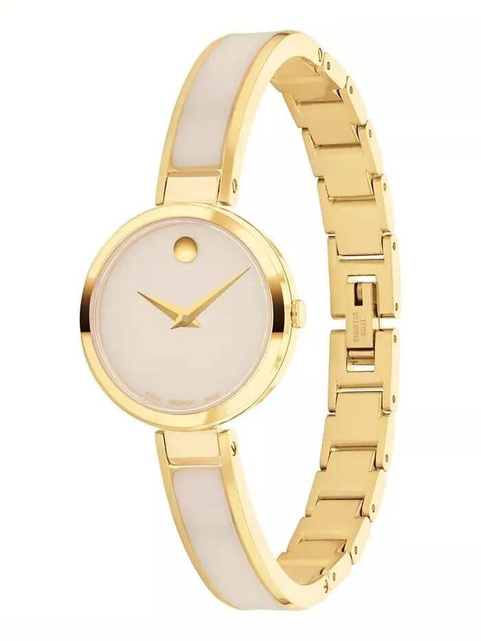 Женские часы Moda Swiss Quartz Taupe Ceramic с золотисто-желтым PVD-покрытием, 24 мм Movado — изображение 2 из 3