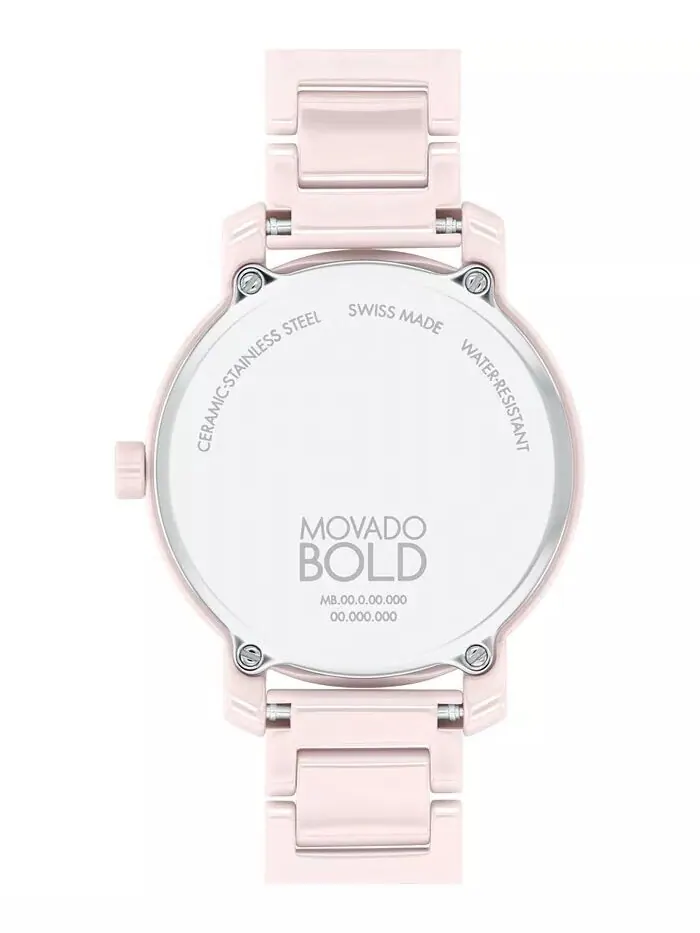 Женские часы Swiss Bold Evolution 2.0 Blush с керамическим браслетом, 34 мм Movado — изображение 3 из 4, оттенок розовый
