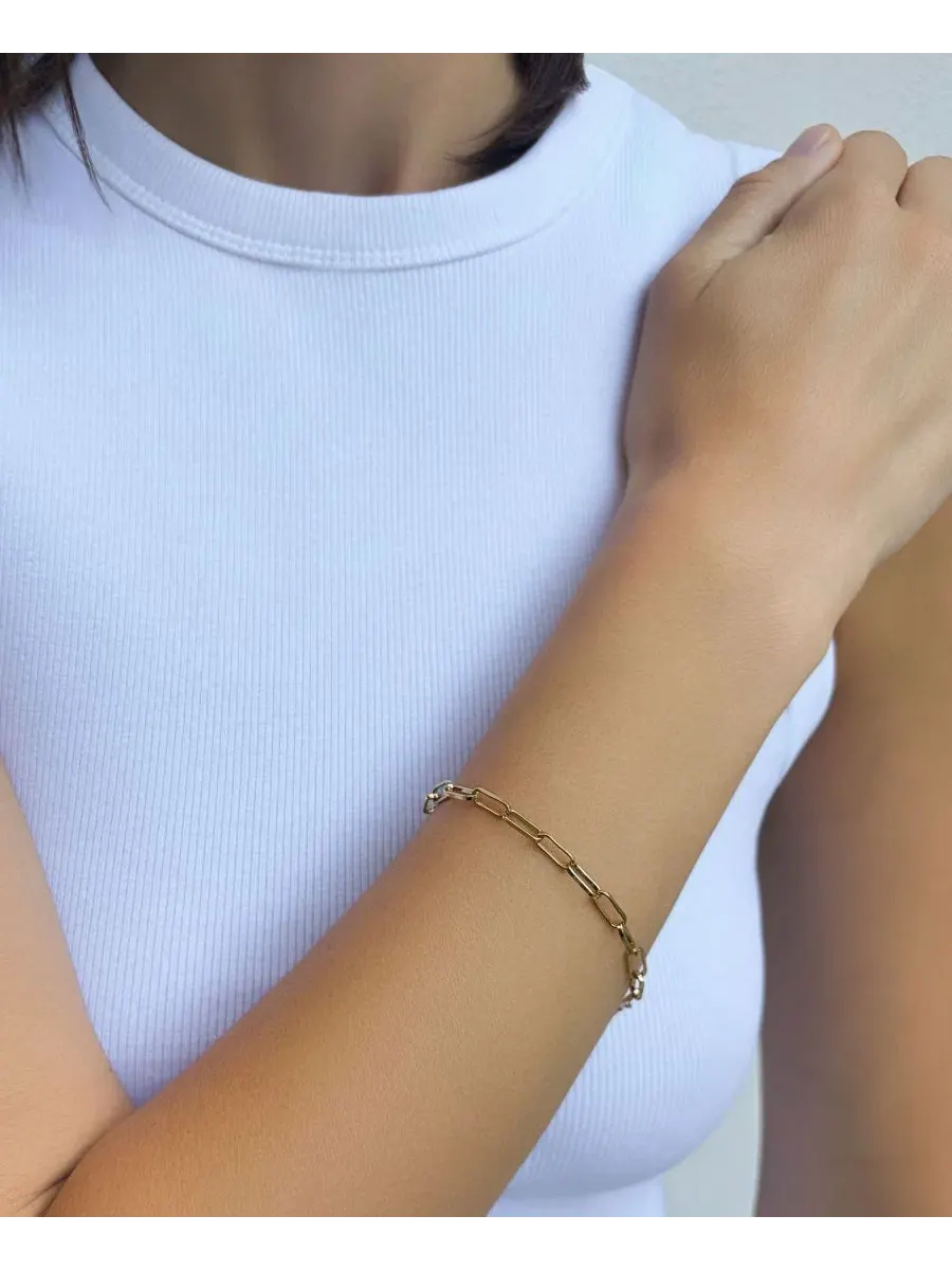 Браслет-цепочка Paperclip с позолотой 18к ADORNIA — изображение 2 из 3