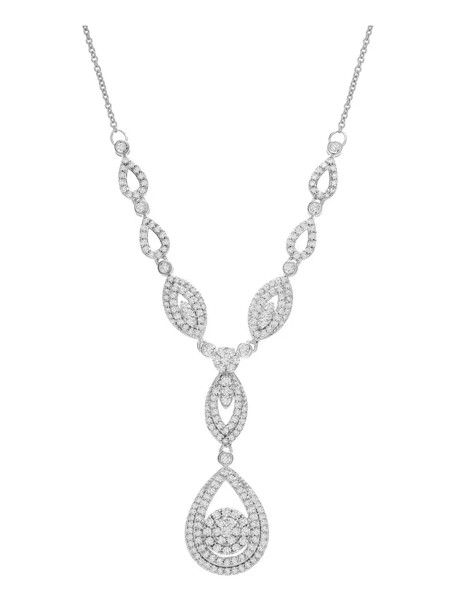 Кулон с бриллиантами в белом золоте 14к, модель Diamond Teardrop-Inspired Jewelry Wrapped in Love — изображение 1 из 5