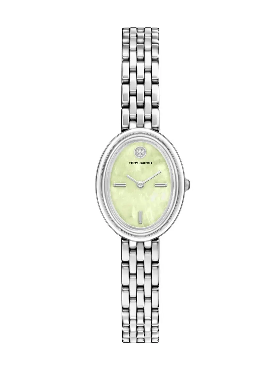 Женские часы The Oval Quartz Two-Hand Silver Stainless Steel Tory Burch