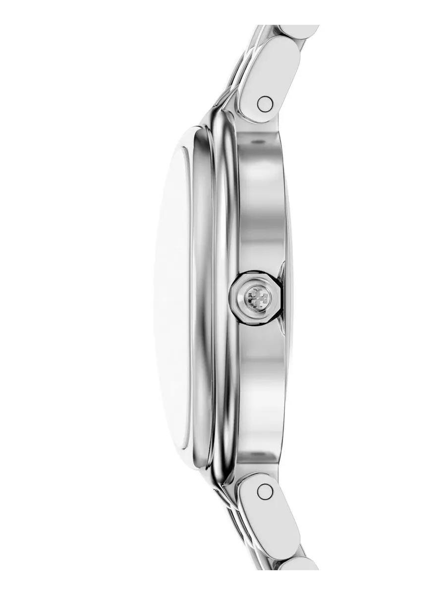 Женские часы The Oval Quartz Two-Hand Silver Stainless Steel Tory Burch — изображение 2 из 7, оттенок серебряный