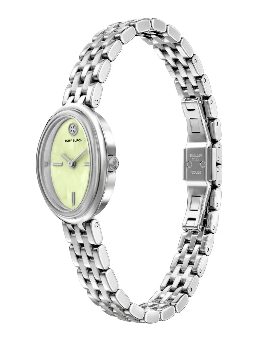 Женские часы The Oval Quartz Two-Hand Silver Stainless Steel Tory Burch — изображение 6 из 7, оттенок серебряный