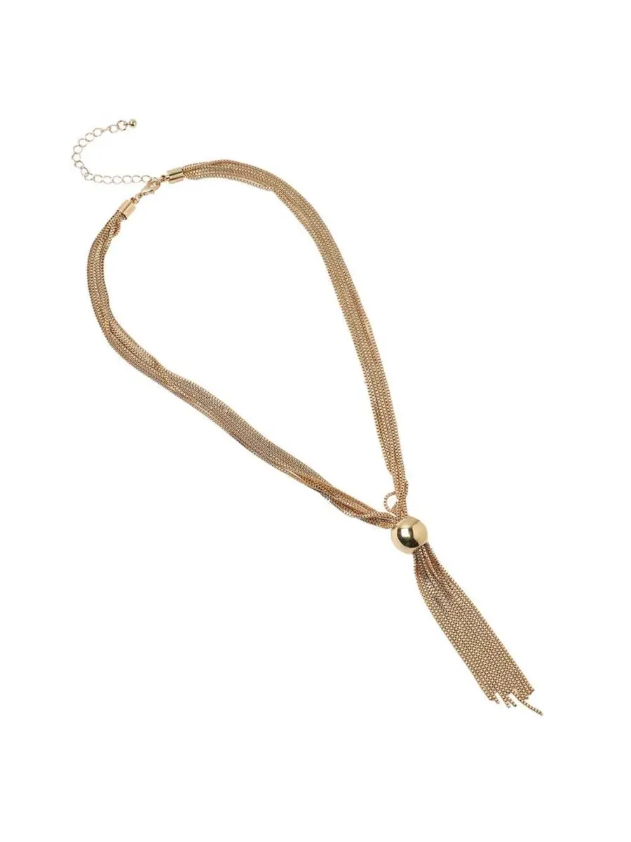 Женское колье-лариат с цепочкой, модель The Ballchain Lariat SOHI — изображение 1 из 6, оттенок золото