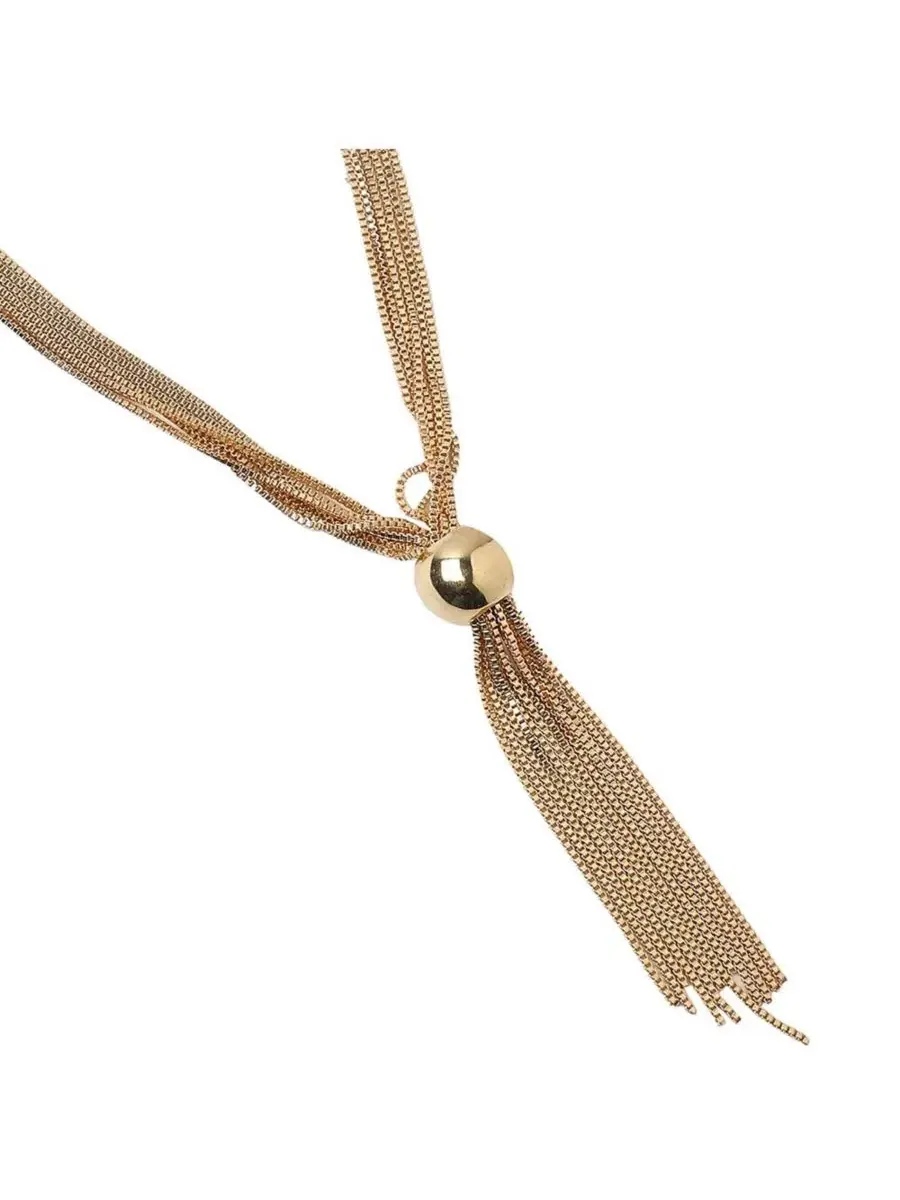 Женское колье-лариат с цепочкой, модель The Ballchain Lariat SOHI — изображение 5 из 6, оттенок золото