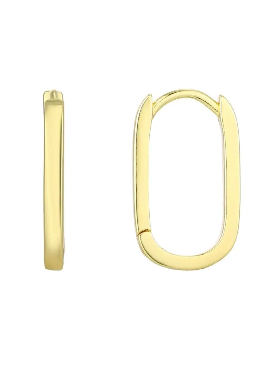 Серьги-кольца Laperouse Rectangle из золота с покрытием 14к ADORNIA — изображение 1 из 3, оттенок золото