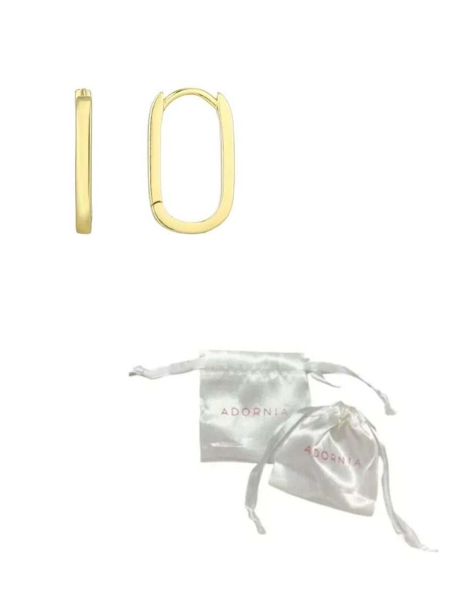 Серьги-кольца Laperouse Rectangle из золота с покрытием 14к ADORNIA — изображение 3 из 3, оттенок золото