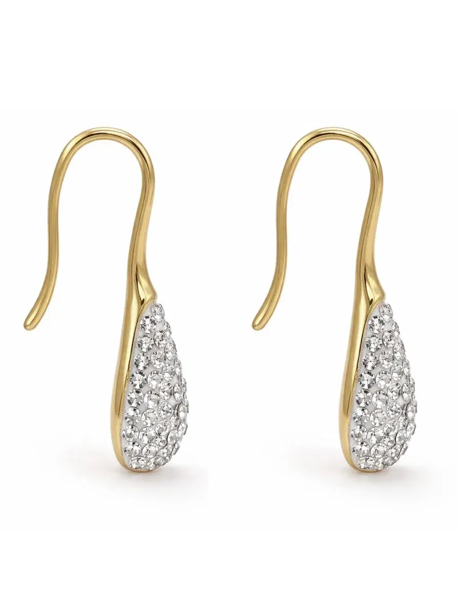 Серьги-подвески с кристаллами Crystal Paved Drop Wire Hook And Now This — изображение 2 из 5, оттенок золото
