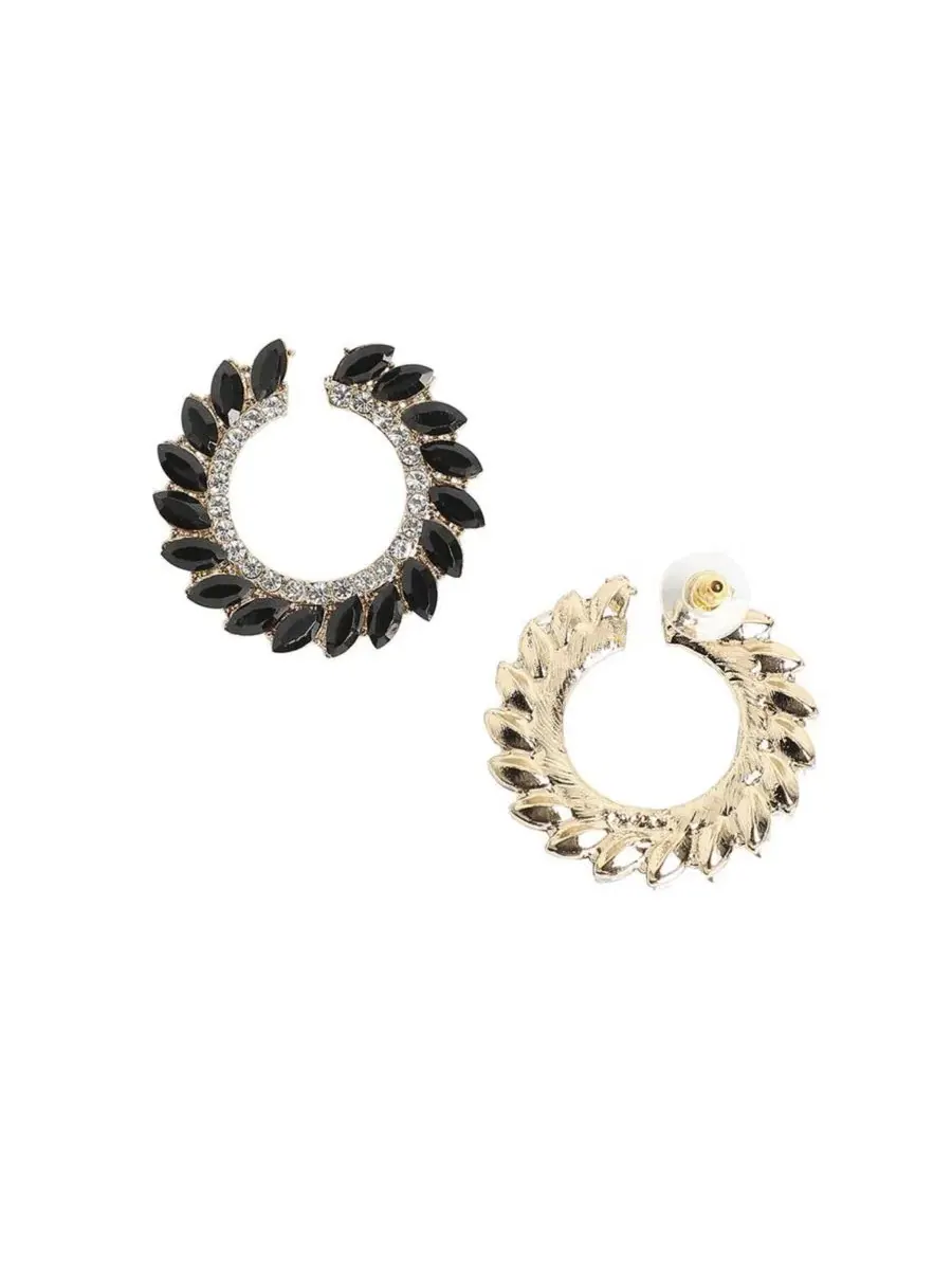Серьги-кольца с каскадом кристаллов Cascading Crystals Hoop Earrring SOHI — изображение 5 из 5, оттенок черный