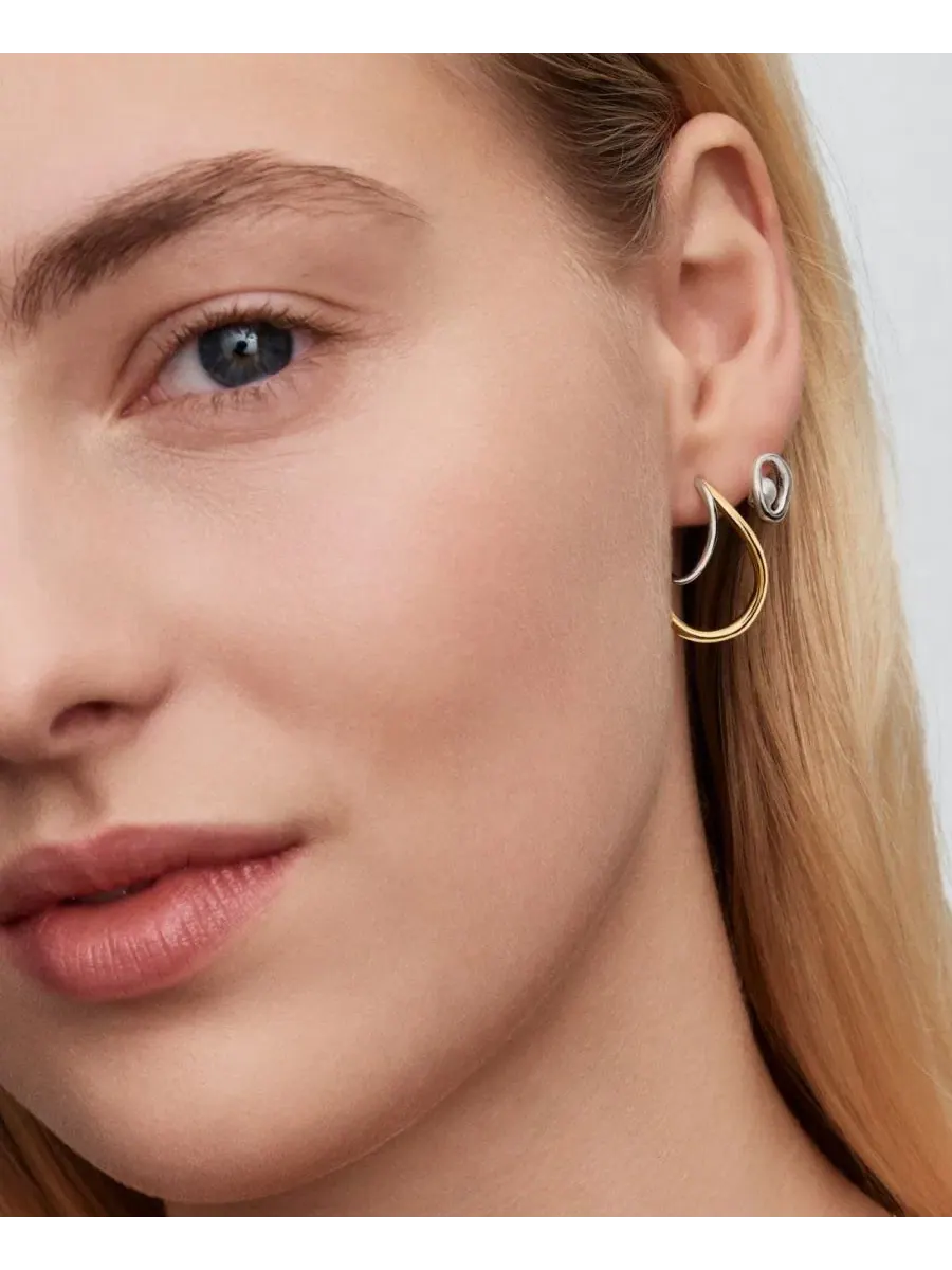 Серьги-двойные кольца Two-Tone Double Hoop Pandora — изображение 3 из 3, оттенок мульти