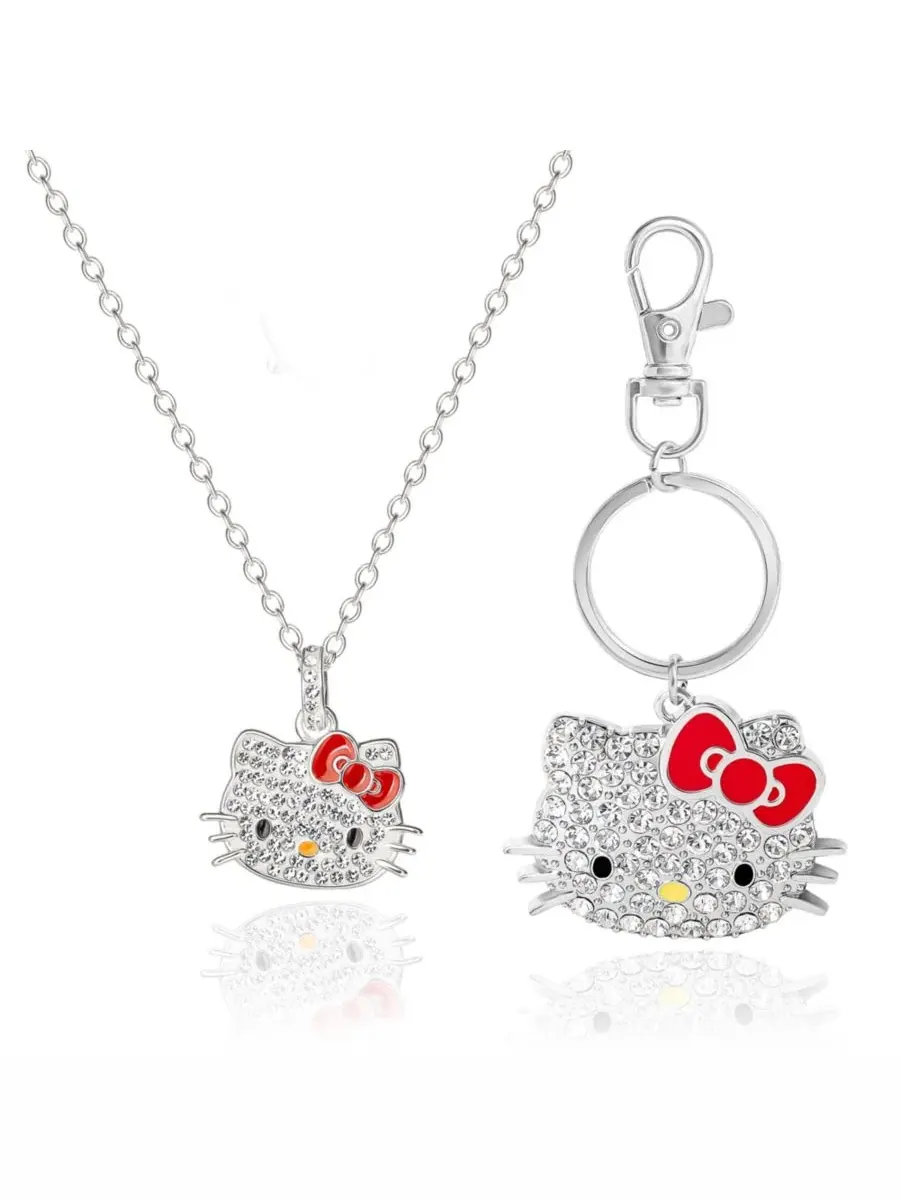 Подарочный набор из хрустального ожерелья и брелока Hello Kitty — изображение 6 из 9, оттенок серебряный