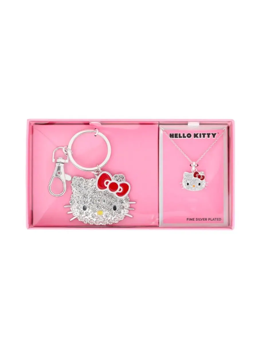 Подарочный набор из хрустального ожерелья и брелока Hello Kitty — изображение 8 из 9, оттенок серебряный