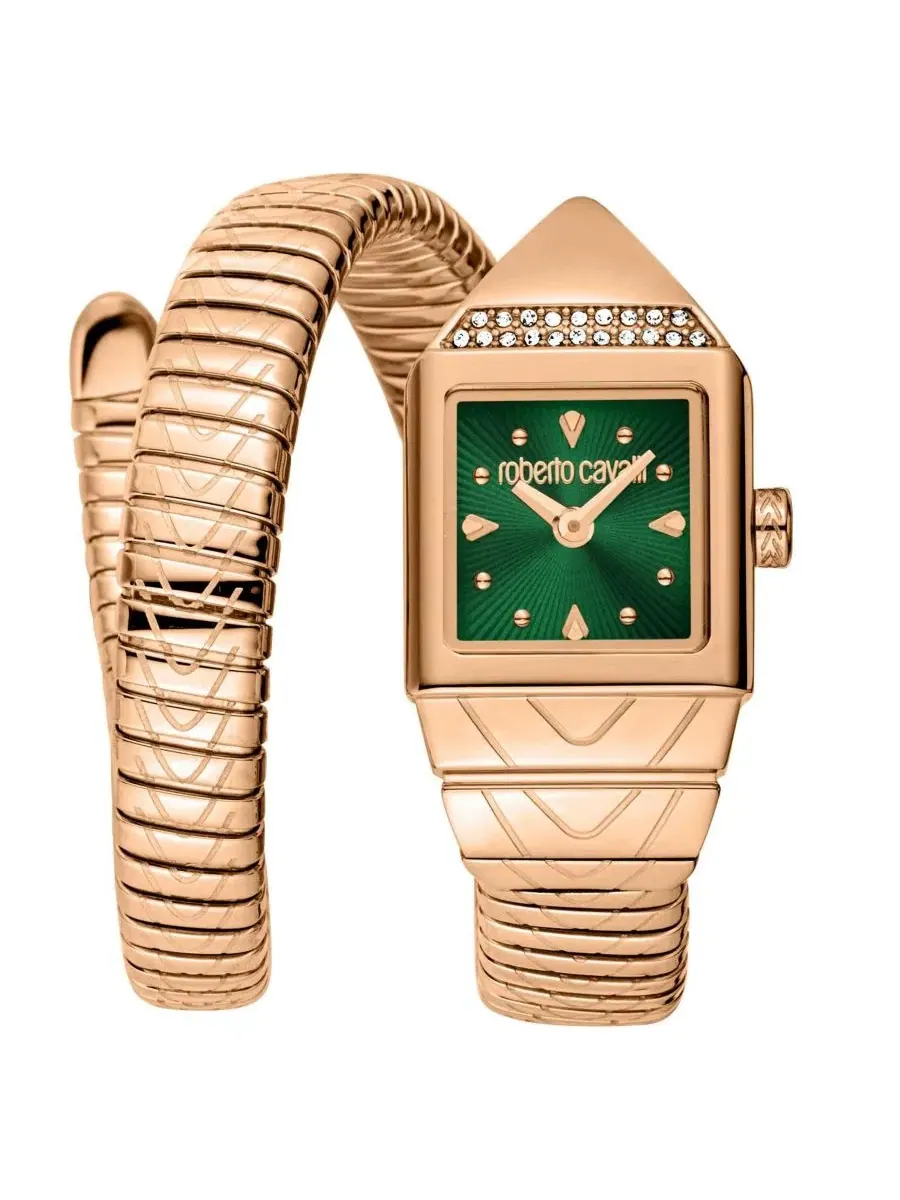 Женские часы Snake Core Quartz IP Stainless Steel Bracelet Watch Roberto Cavalli