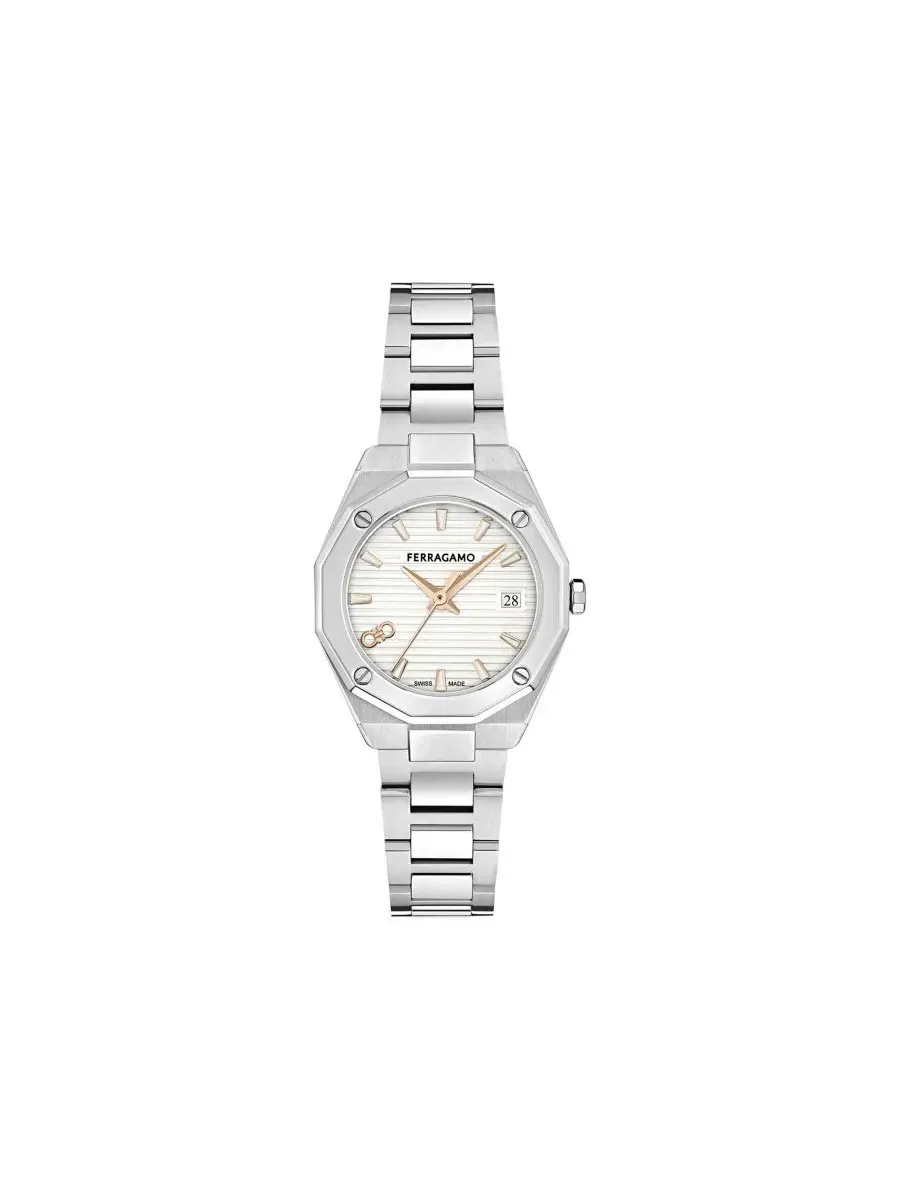 Женские часы Edge Silver Stainless Steel Bracelet Watch 28mm Ferragamo