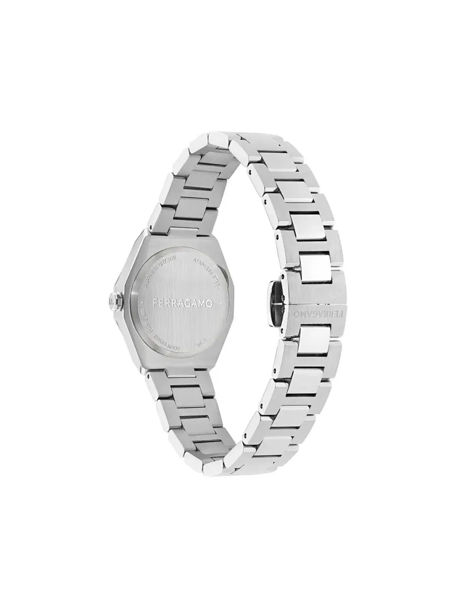 Женские часы Edge Silver Stainless Steel Bracelet Watch 28mm Ferragamo — изображение 3 из 5, оттенок серебряный