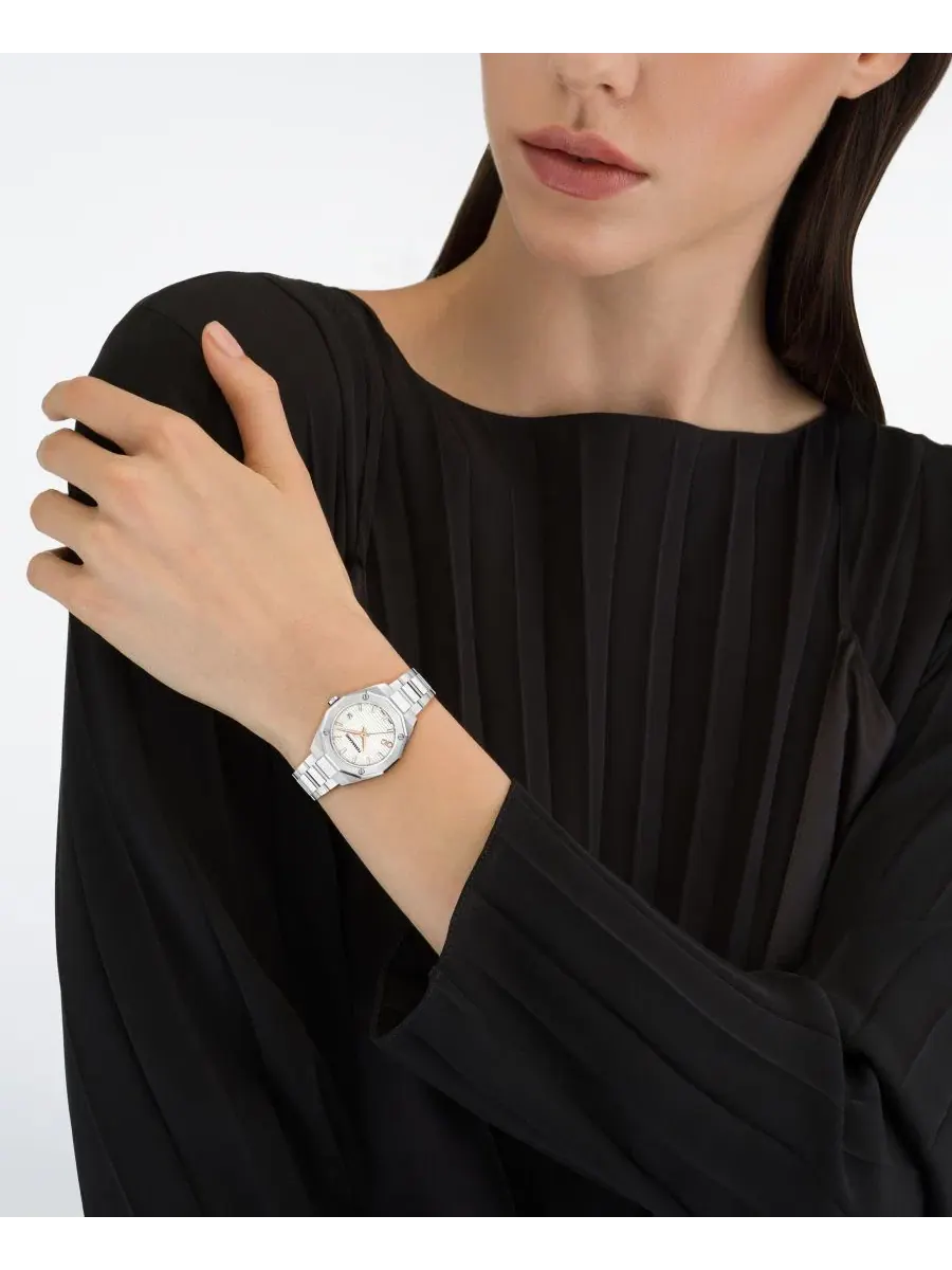 Женские часы Edge Silver Stainless Steel Bracelet Watch 28mm Ferragamo — изображение 5 из 5, оттенок серебряный