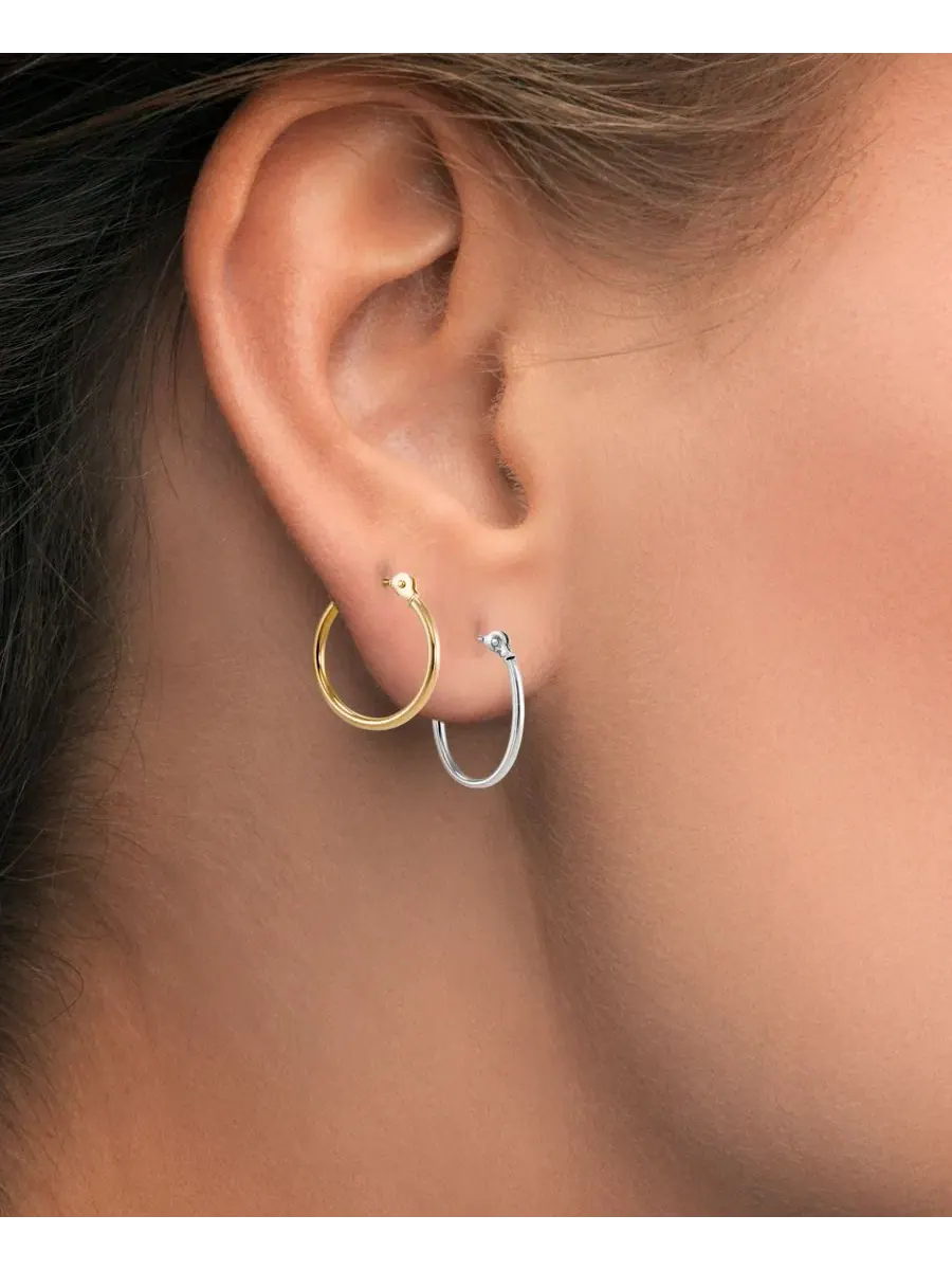 Комплект серег с круглыми и овальными обручами, модель 2-Piece Round & Oval Hoop Earrings Set — изображение 5 из 5