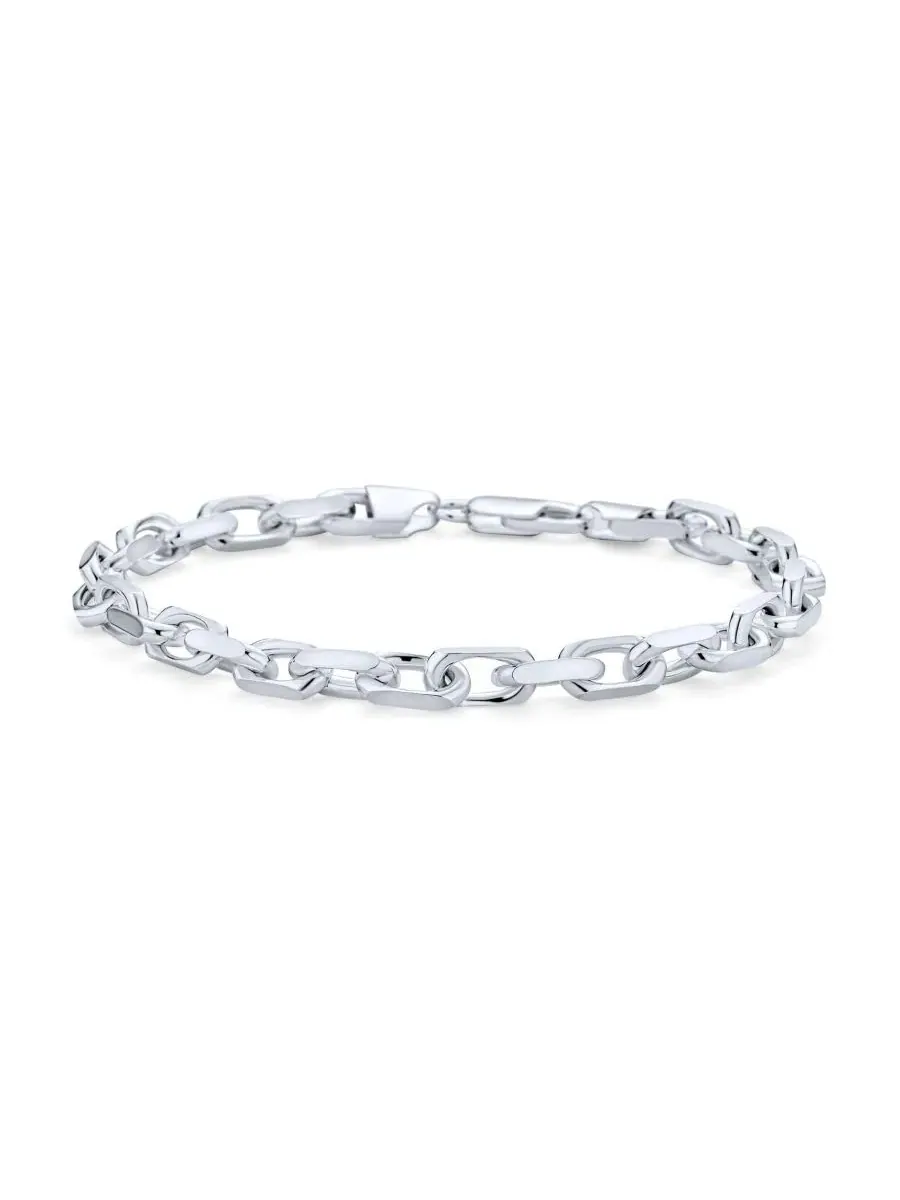 Мужской браслет из стерлингового серебра с якорем 8.5 дюймов Bling Jewelry — изображение 1 из 3, оттенок серебряный