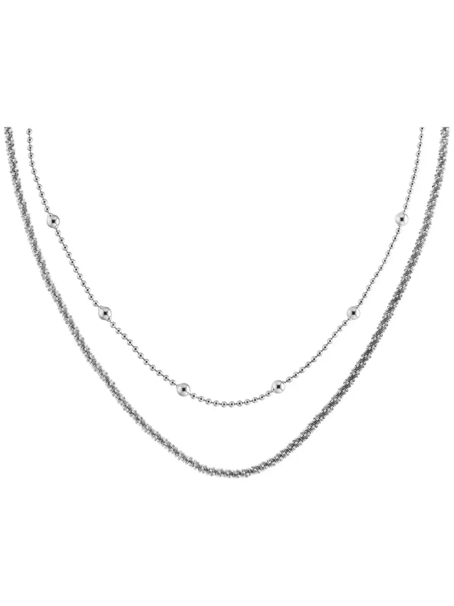 Комплект ожерелий с шарами Layered Chain Ball Necklace Calvin Klein — изображение 1 из 8, оттенок серебряный