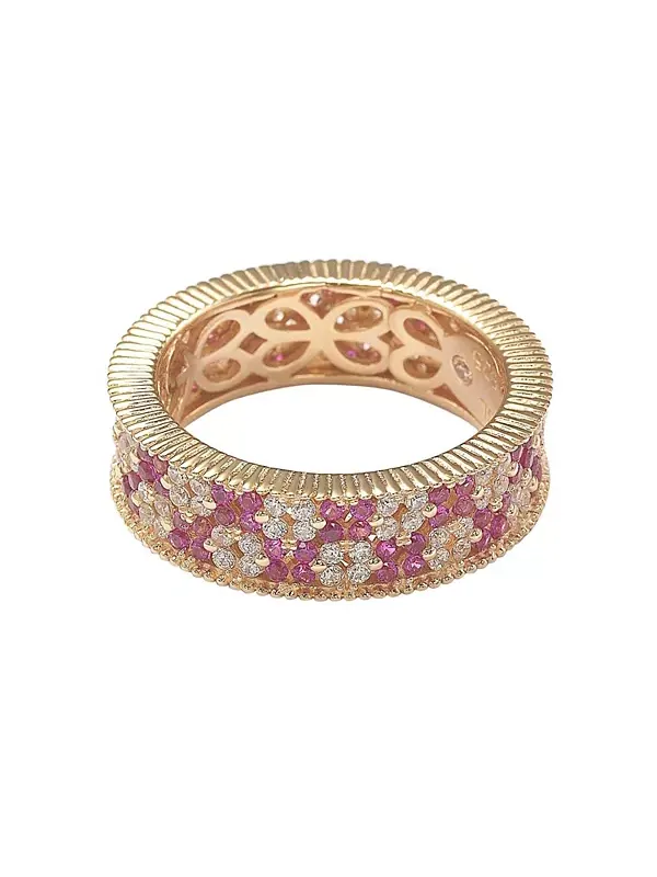 Кольцо Suzy Levian из стерлингового серебра с двумя цветочными подвесками и кубическим цирконием — изображение 2 из 3
