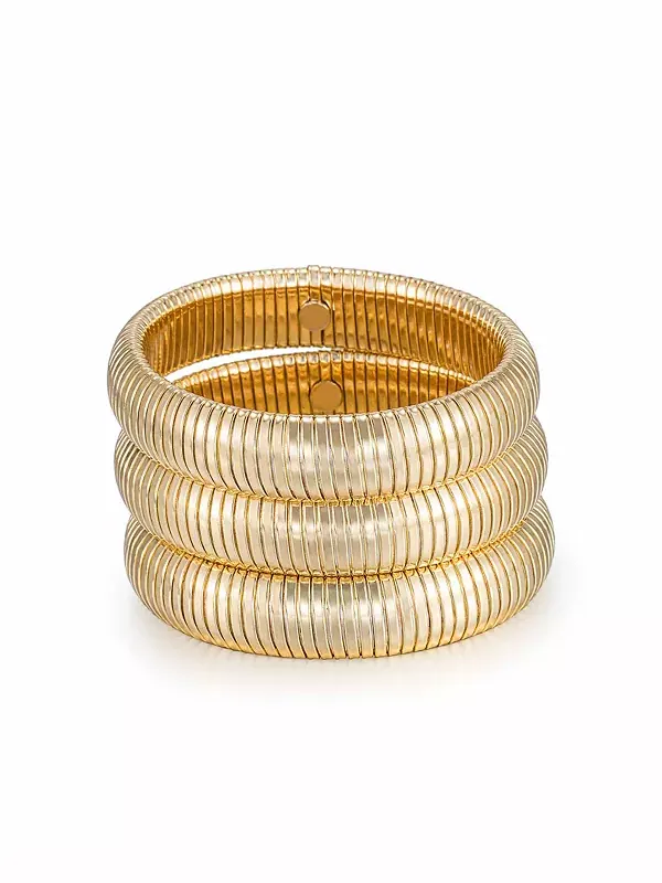 Комплект браслетов Golden Hour Flex Snake Chain, 3 предмета Ettika — изображение 1 из 3, оттенок золото