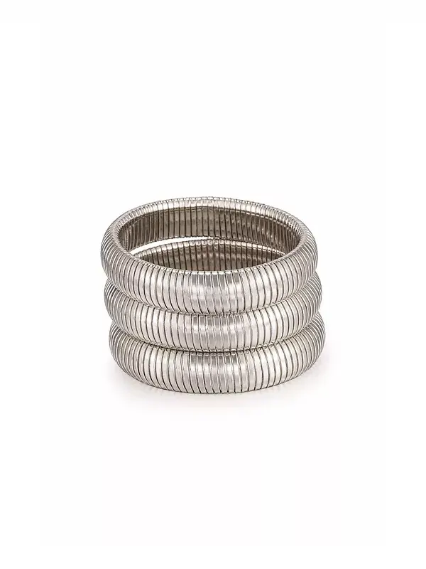 Комплект браслетов Golden Hour Flex Snake Chain, 3 предмета Ettika — изображение 1 из 2, оттенок серебристый