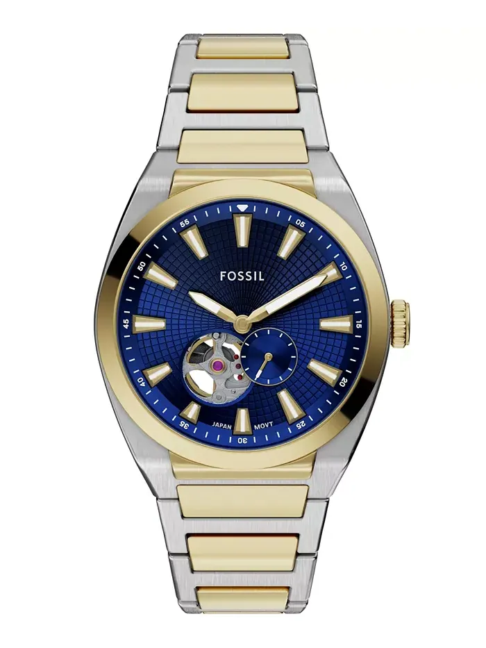 Мужские часы Everett Automatic с двухцветным стальным корпусом, 42 мм Fossil — изображение 1 из 1