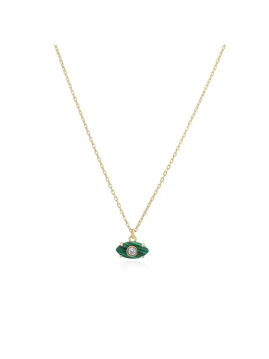 Колье с малахитом и оберегом от сглаза, 14K The Lovery, малахит — изображение 1 из 3