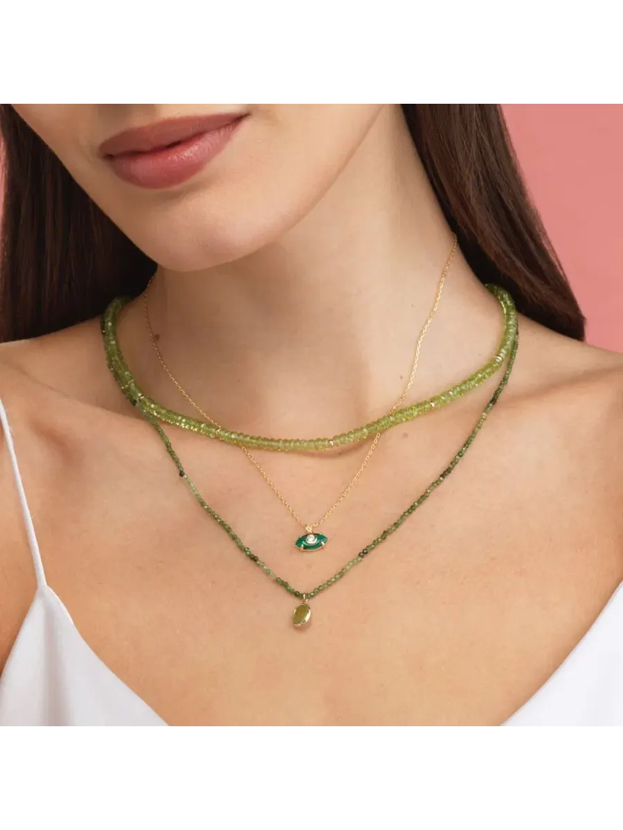 Колье с малахитом и оберегом от сглаза, 14K The Lovery, малахит — изображение 2 из 3