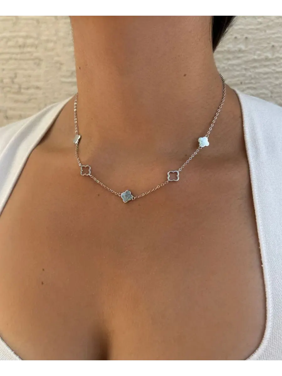 Серебряное колье "Станция клевера" Adornia — изображение 3 из 4, оттенок серебряный