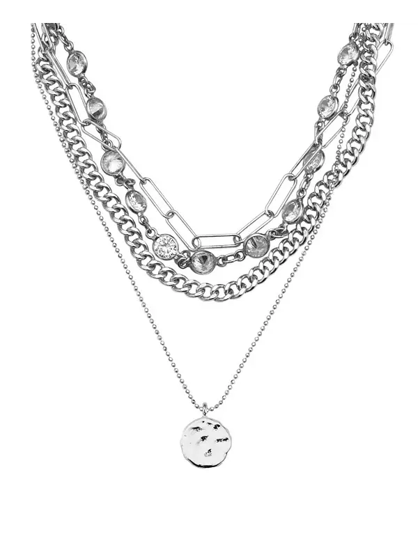 Серебряное беспорядочное многослойное ожерелье Adornia — изображение 1 из 4, оттенок серебряный