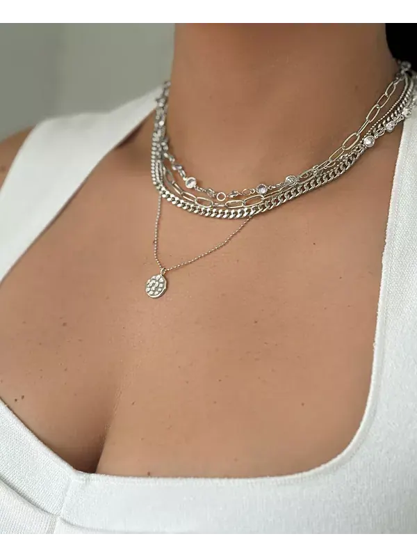 Серебряное беспорядочное многослойное ожерелье Adornia — изображение 3 из 4, оттенок серебряный