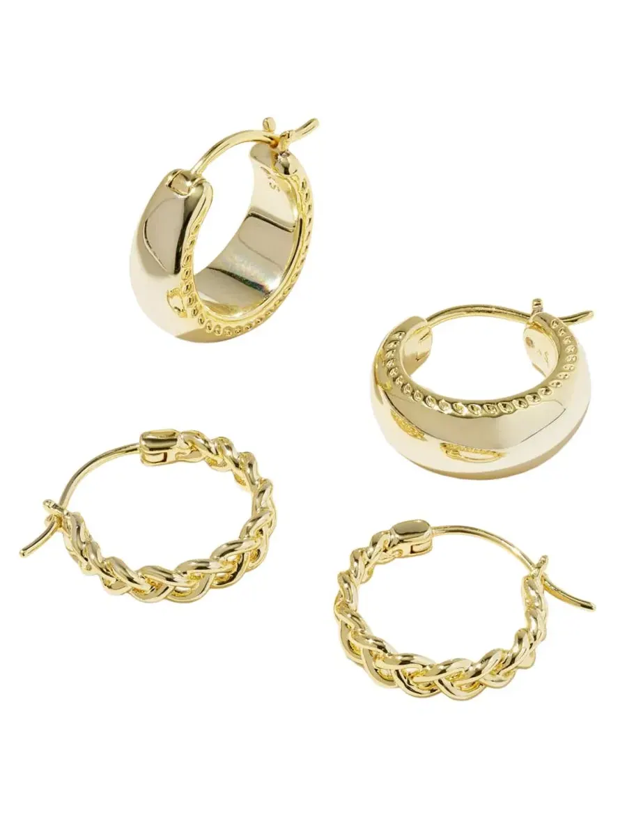 Набор из 2 сережек-колец Gabriella с покрытием из 14-каратного золота Kendra Scott — изображение 1 из 3, оттенок золото