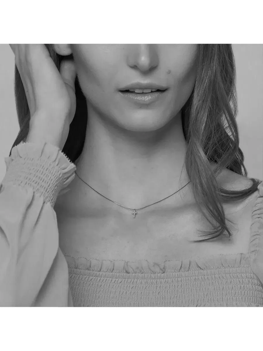Подвеска-крест Weiss с кристаллами, из стерлингового серебра с покрытием 18k желтое золото — изображение 2 из 4