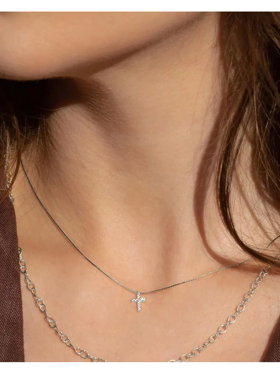 Подвеска-крест Weiss с кристаллами, из стерлингового серебра с покрытием 18k желтое золото — изображение 3 из 4