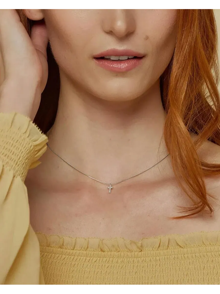 Подвеска-крест Weiss с кристаллами, из стерлингового серебра с покрытием 18k желтое золото — изображение 4 из 4