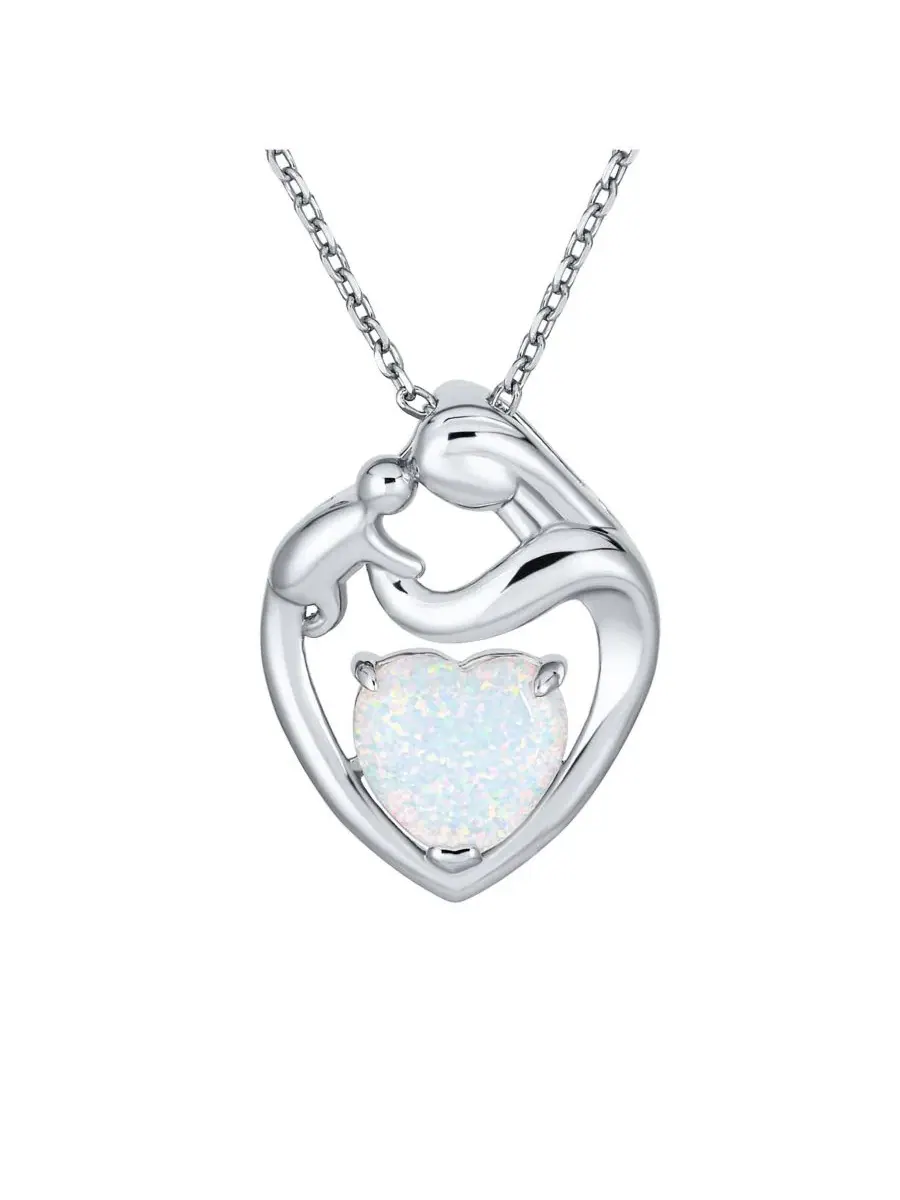 Подвеска с сердцем Opal Heart Loving Mother — изображение 1 из 3, оттенок серебристый белый