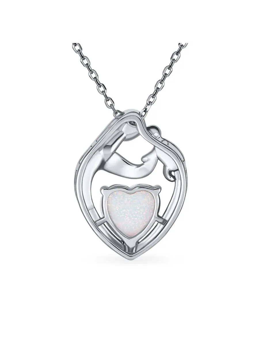 Подвеска с сердцем Opal Heart Loving Mother — изображение 2 из 3, оттенок серебристый белый